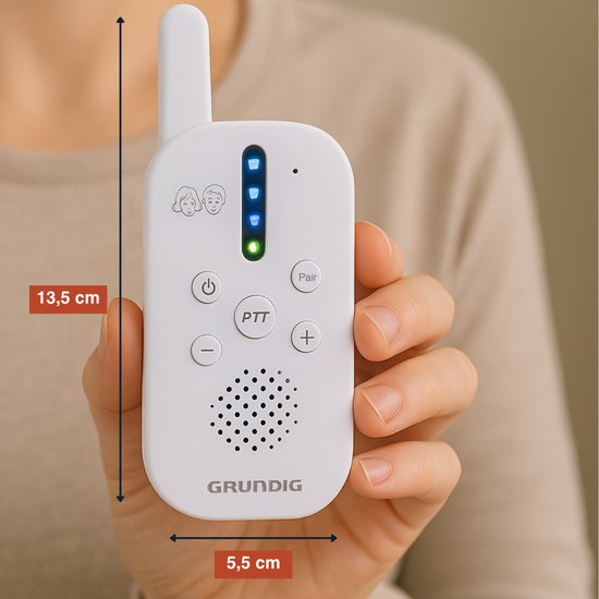 Grundig DECT Audio Babyfoon - Baby Monitor met 150M bereik - Ouder- en Babyunit - met LED Geluidsindicatie en Terugspreekfunctie - Babykamer Accessoires - Wit