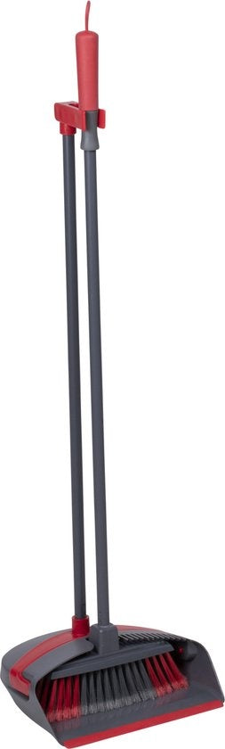 Dirt Devil Stoffer en Blik met Lange Steel - Stoffer & Blik Set - Schoonmaaktanden - Zachte Grip - Grijs / Rood