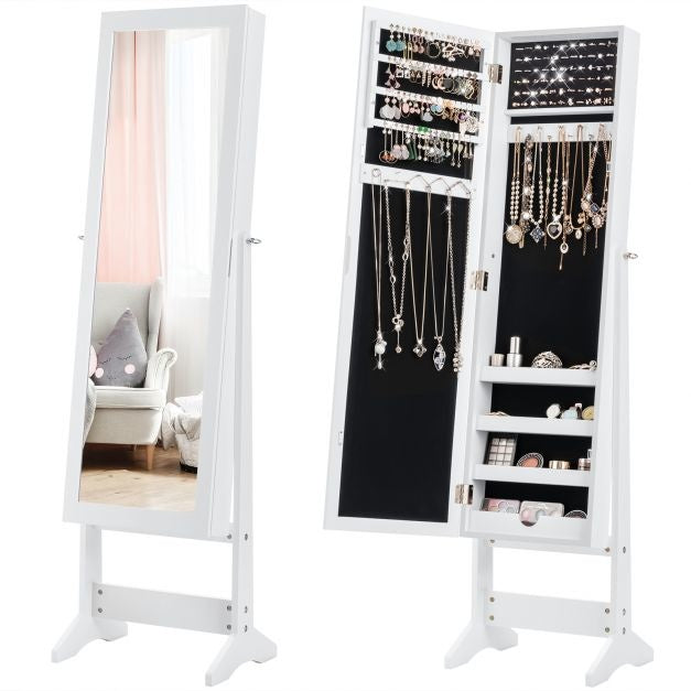 Coast 2-in-1 Sieradenkast Met Spiegel - Kantelbaar - 35 x 30 x 144 cm - Wit