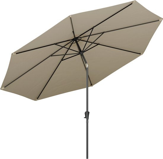 LifeGoods Parasol - Tuin - Ø350 cm - 30° Kantelbaar - Waterdicht - UPF50+ - Taupe