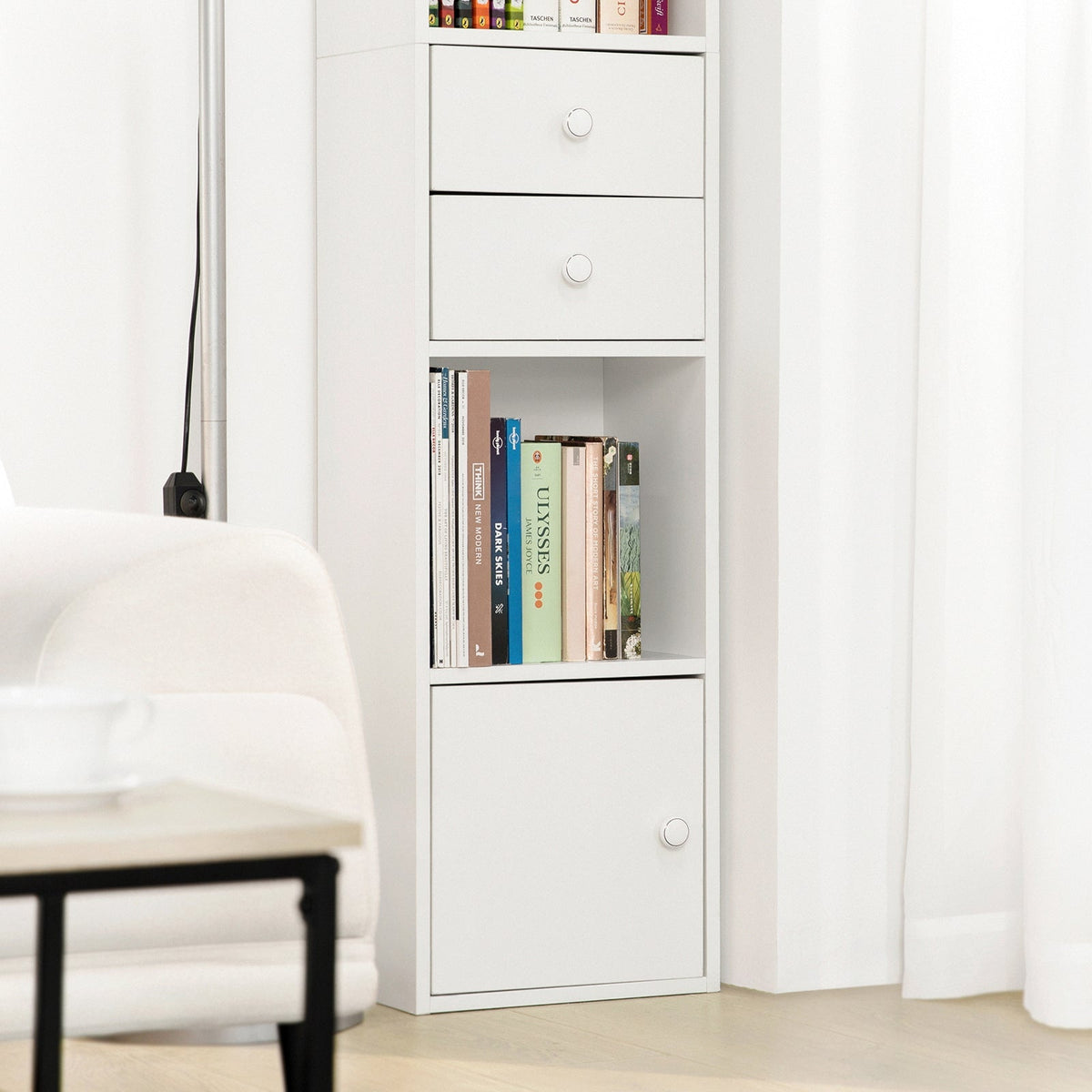 SoBuy Boekenkast - Kolomkast - Max. 40 kg - 33 x 42 x 188 cm - Wit