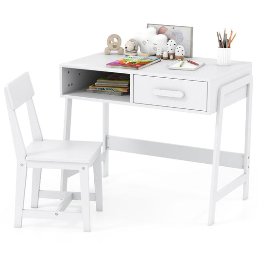 Coast Kinderbureau met stoel - met lade en plank - ergonomisch ontwerp - wit