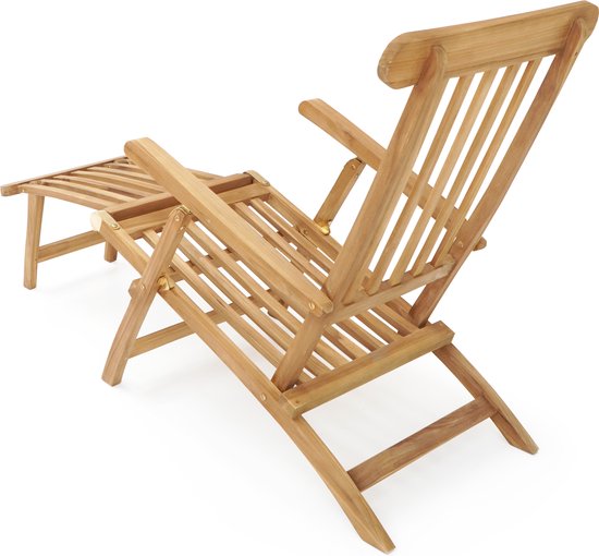 AXI Costa Deckchair Ligstoel Teak – Houten ligbed – Rugleuning met 4 standen - 170x59cm