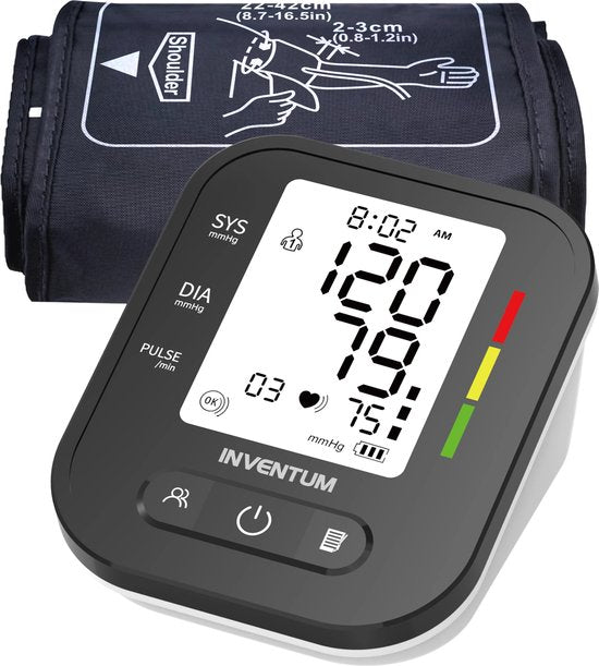 Inventum BDA435 - Bloeddrukmeter bovenarm - Hartslagmeter - Manchet 22 tot 42 cm - Volautomatisch - Onregelmatige hartslag - Inclusief batterijen