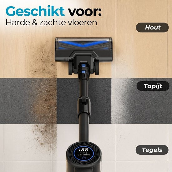 Sanovy Turbo Flex X28 Steelstofzuiger Draadloos - Zonder Zak - Op Accu - 350W - 28Kpa - Met Opzetstukken - Draadloze Stofzuiger Zonder Zak