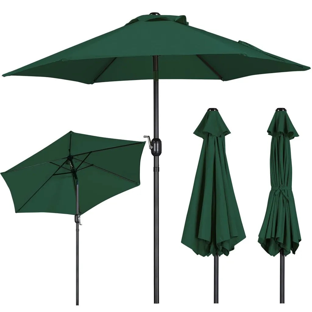 Yaheetech Parasol - Ø230 cm - Kantelbaar - Met Zwengel - Tuinparasol - Donkergroen