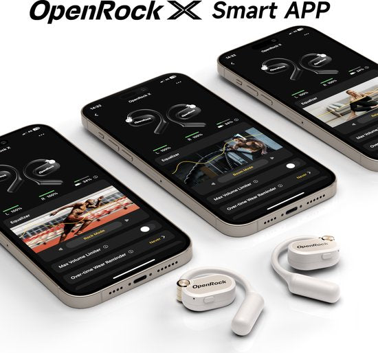 OpenRock - X White - Draadloze Open-Ear Hoofdtelefoon - Bluetooth - Lange batterij - Ruisonderdrukking - draadloos - TubeBass™ Technologie