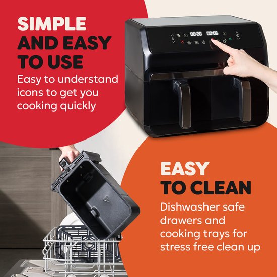 Instant Pot Vortex Dual Drawer 8L Airfryer – Dubbele Airfryer met 2x 4L Laden – SyncCook™ & SyncFinish™ – ClearCook – 8-in-1 – Tot 205°C – Vaatwasserbestendig