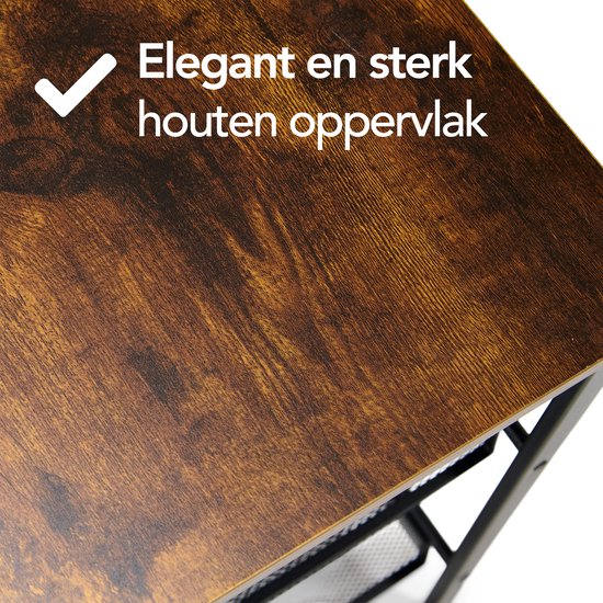 Brixy Schoenenrek - Industrieel - Hout - Metaal - 64x30x52cm - Vintage - Schoenenkast - Bruin/Zwart