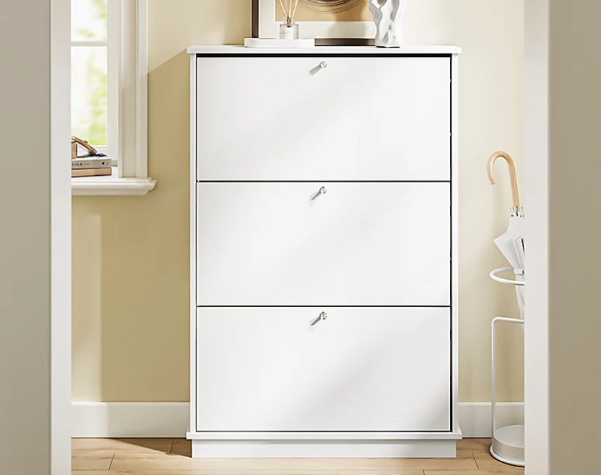 SoBuy Schoenenkast 76 x 18 x 113 cm - Wit - Ruimte voor 12 Paar Schoenen