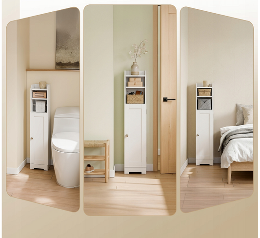 SoBuy Badkamerkast - Kolomkast met Planken - Wit MDF - Staand Model