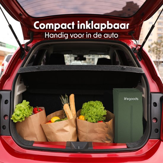 LifeGoods Bolderkar - 135L - Opvouwbaar - 100KG - Inklapbare Bolderwagen Met Afneembare Wielen - Beschermhoes - Groen