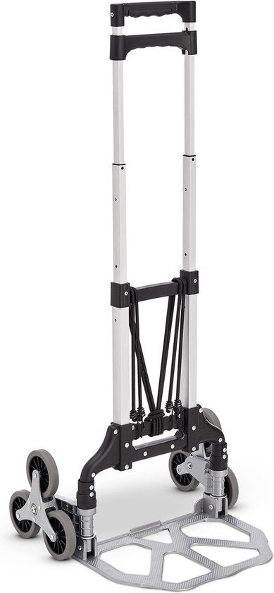 Juskys – Trappensteekwagen Inklapbaar – 80 kg & Telescoopgreep – Voorzien Van 3+3 Wielsysteem En Expanderkabels – Voor Verhuizing En Transport – Zilver Aluminium
