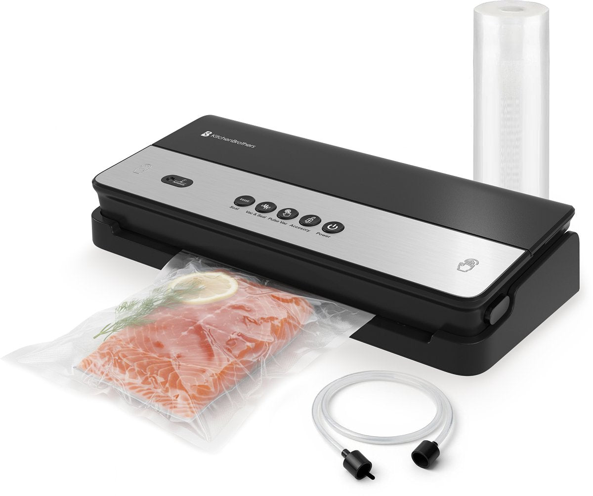 KitchenBrothers vacumeermachine advance - 8L/min - 4 standen - 28x600cm rol - zwart - compact 39x18x7,5 cm