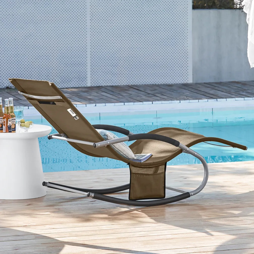 SoBuy Comfortabele Swingstoel - Bruin - Metalen Frame