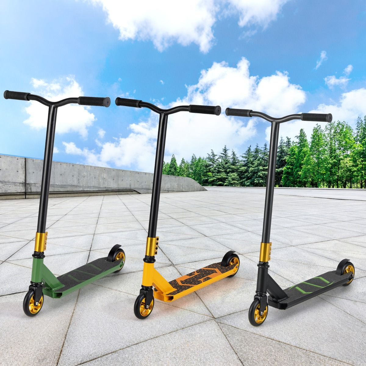 Coast stuntstep - 360 graden stuur - aluminium deck - groen