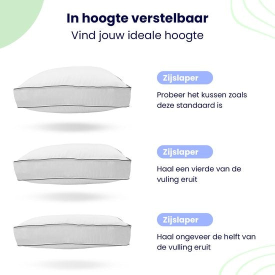 Soulsnooze Luxe Hoofdkussen - Set van 2 stuks - Medium - 60 x 70 cm - Aanpasbaar - Wit