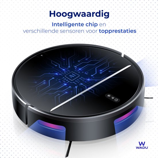 Wadu Robotstofzuiger met dweilfunctie - Met laadstation- Geschikt voor huisdieren haren - Dweilrobot - Met app