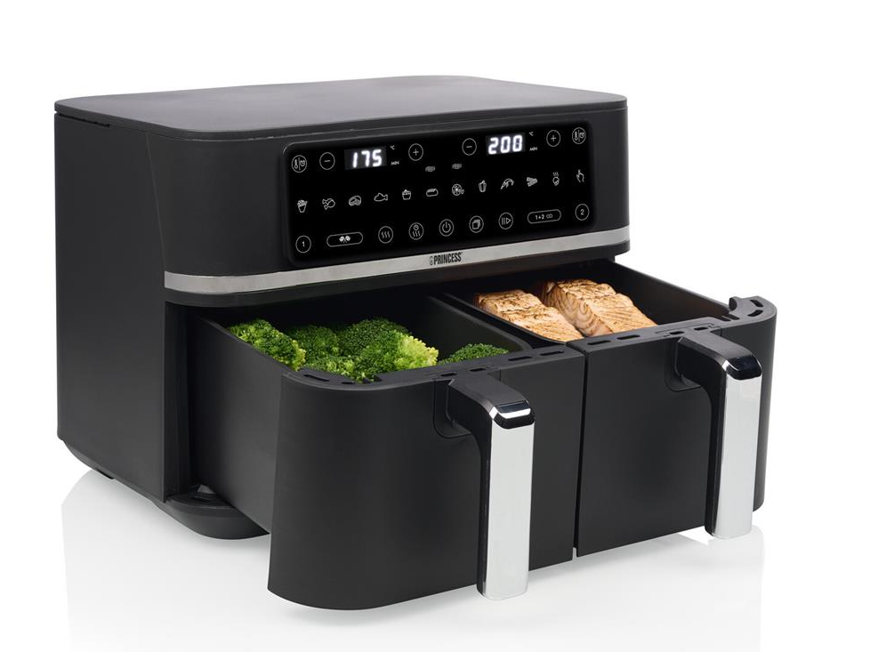 Princess 183050 Airfryer met Dubbele Mand - Zwart - 36,1 x 29 x 40 cm