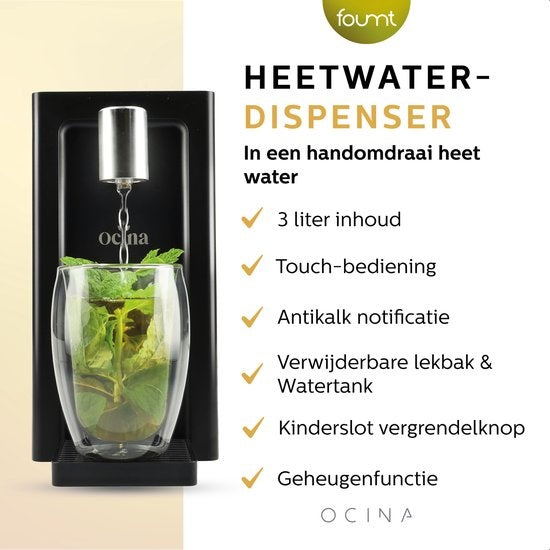 Ocina Heetwaterdispenser met Digitaal Display - 3 Liter - Zwart