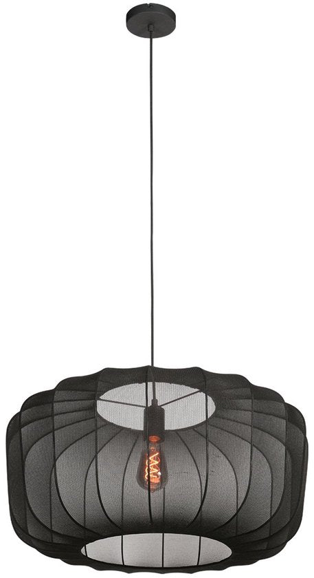 Anne Lighting - hanglamp - Sable - zwart - linnen metaal - Ø 60cm - E27 - 4193ZW