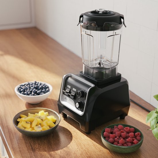 KitchenBrothers Power Blender - 1600W - 2L - Smoothie Maker - IJscrusher - Metallic Zwart