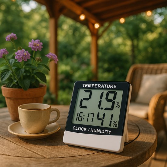 Grundig Weerstation Digitaal - Thermometer Binnen en Buiten met Hygrometer - Weerstation Binnen en Buiten met Klok en Alarm - LCD Display - 9.5 x 10.5 x 2 cm - Wit/Zwart