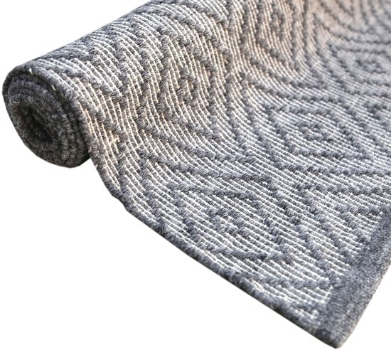 AXI Bali Buitenkleed – Rechthoekig – 160 x 230 cm – Grijs – Geometrisch patroon - Buitenkleed – Buitentapijt – Weer- en UV-bestendig – Plat geweven – Tuintapijt – Voor binnen en buiten