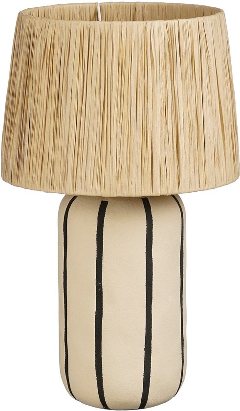 Mica Decorations Denton Tafellamp Woonkamer - Lamp Decoratief met Lampenkap - Bureaulamp Tafellampen Woonkamer - 48 x ⌀28 cm - Keramiek, Metaal, Papier - Beige