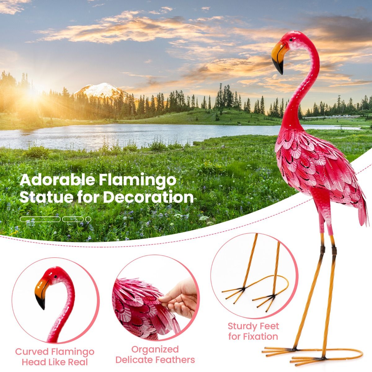 Coast Flamingo tuinbeelden - Set van 2 - Metaal - Roze