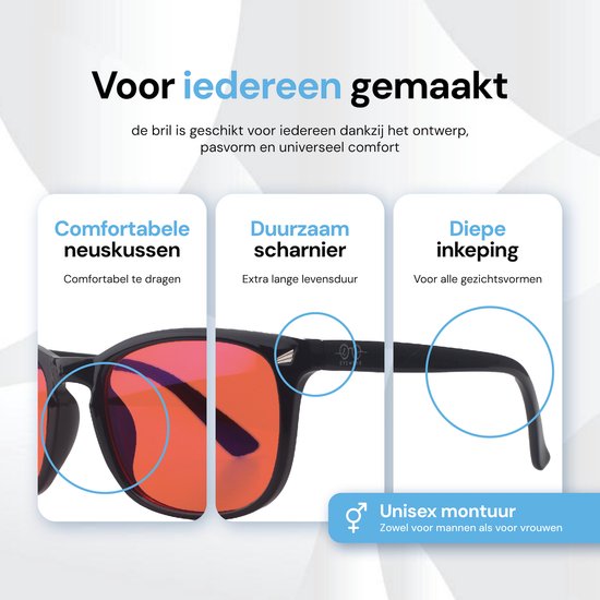 LC Eyewear Computerbril - Blauw Licht Bril Zonder Sterkte - Blue Light Glasses - Beeldschermbril Vierkant - Unisex Bril Zonder Sterkte - Rood