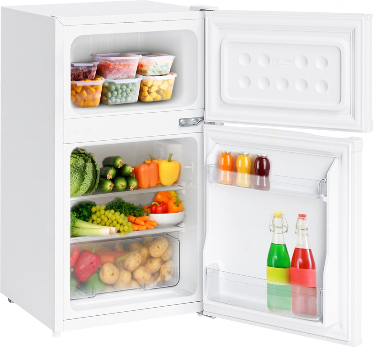 KitchenBrothers Koelkast - 61L Koelvak - 24L Vriesvak - Koelvriescombinatie - Vrijstaand - 50x48x85 cm - Wit