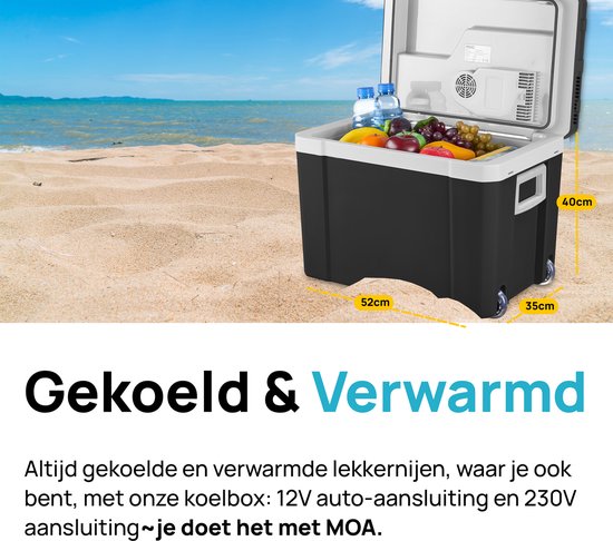 MOA Koelbox Elektrisch 12v 230 volt - 40L - Frigobox - Camping Koelkast - Auto en Camping - Koelen en Verwarmen - Zwart