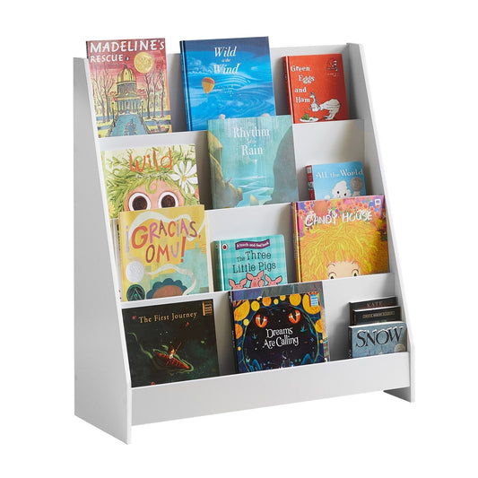 SoBuy Kinderboekenplank - 4 Opbergvakken - Wit - 80x30x88 cm