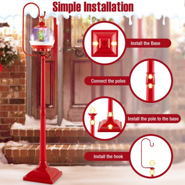 Coast Kerst Lantaarnpaal - Sneeuwbal - Geluidseffecten - 32 x 32 x 173 cm - Rood