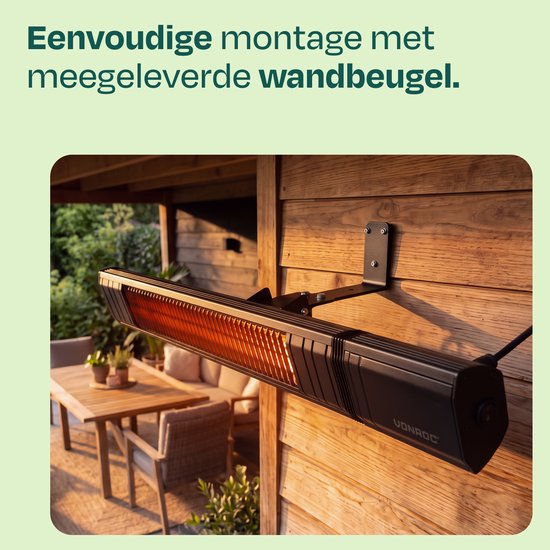 VONROC Terrasverwarmer Sabatini 2000W – Patio heater – Golden Carbon verwarmingselement – 24 uurs timer - Met afstandsbediening, touch display & Wifi
