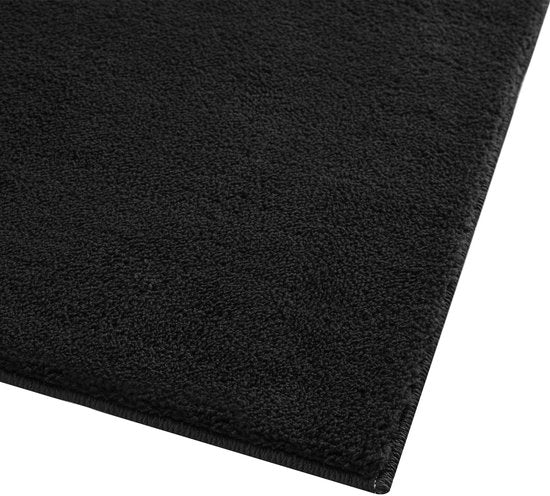tectake® Kortpolig Vloerkleed - 120 x 170 cm - Zwart - Tapijt voor Woonkamer, Slaapkamer, Eetkamer - Onderhoudsvriendelijk en Wasbaar - Antislip Ondertapijt - Allergievriendelijk - Diverse maten en kleuren
