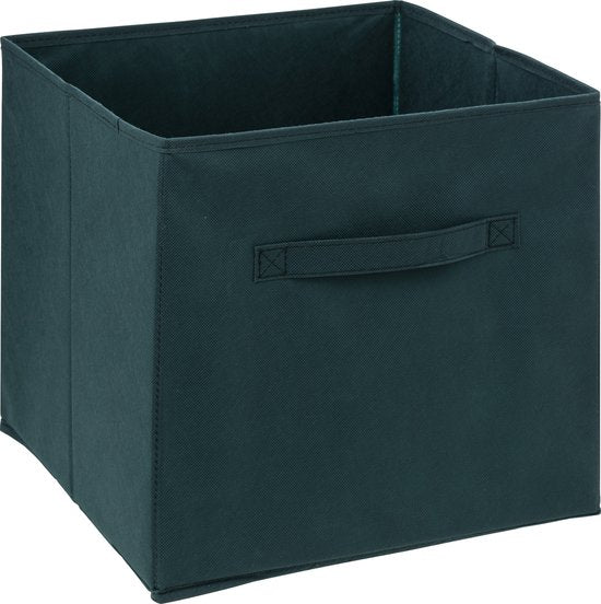 5Five Opbergmand/kastmandje - Smaragd groen - 31 x 31 x 31 cm - 29 liter - Vakkenkast manden - Stof met versterkte bodem - Opvouwbaar