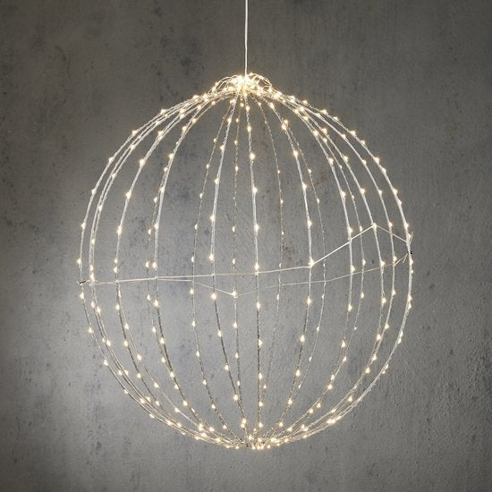 Luca Lighting Kerstverlichting Bal met Klassiek Witte LED Lampjes - Zilver - Ø60 cm
