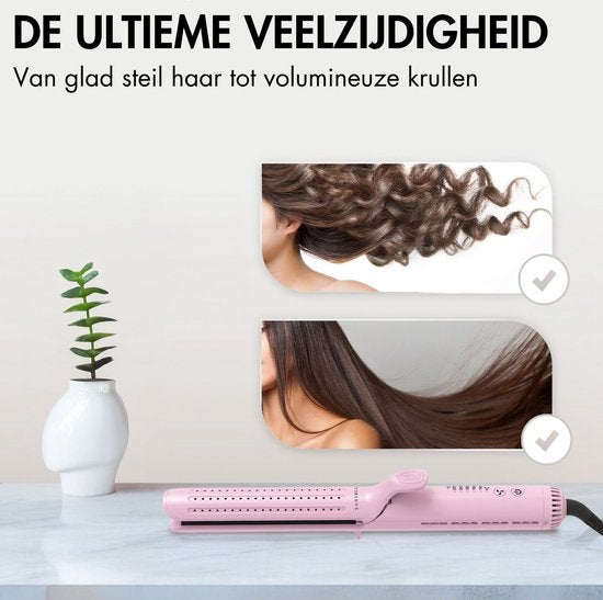 Sansbeauté® 2 in 1 Airflow Stijltang - Krultang - Stijltangen - Hair Straightener - Snel Opgewarmd - 140℃ t/m 220℃ - Stijlen & Krullen - ION technologie