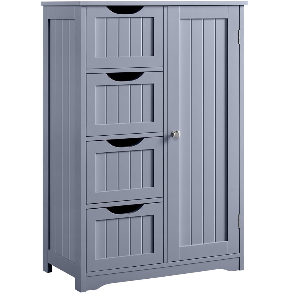 Yaheetech Badkamerkast met 4 Lades - 55,9 x 30,5 x 82,6 cm - Grijs