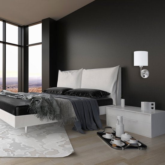 Wandlamp Noor 1562ST Staal met Leeslampje & USB-lader - Modern Design van Mexlite - Verstelbaar en Praktisch voor Binnen Gebruik