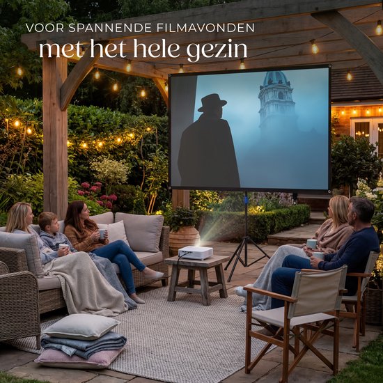 tectake® Beamer Scherm - 80 Inch - 16:9 Projectiescherm met Statief - 4K HD - Oprolbaar - Uittrekbaar - Projectiedoek - Presentatiescherm - Inclusief Draagtas