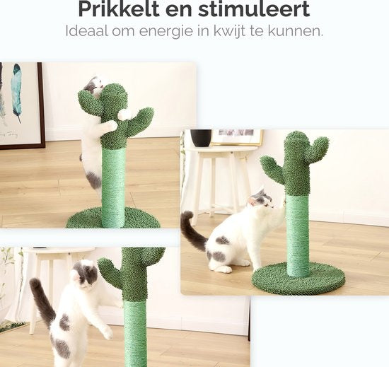 Gopets Krabpaal Katten - Cactus Krabpaal met Touw - Krabplank modern design - Krabmeubel met Speeltje - 65cm