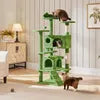 Yaheetech Krabpaal met 3 Ligplatforms en 2 Slaapgrotten - Groen - 49 x 49 x 139 cm