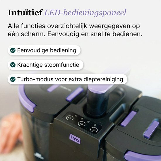 Motionflow Tapijtreiniger PRO – Professionele Dieptereiniging met Stoomfunctie tot 100°C – Krachtige 1700W Vlekkenreiniger - Stoomreiniging voor Vloer, Bank, Badkamer en Tapijt - Stoomreiniger & Zetelreiniger - Carpet Cleaner incl. Schoonmaakmiddel