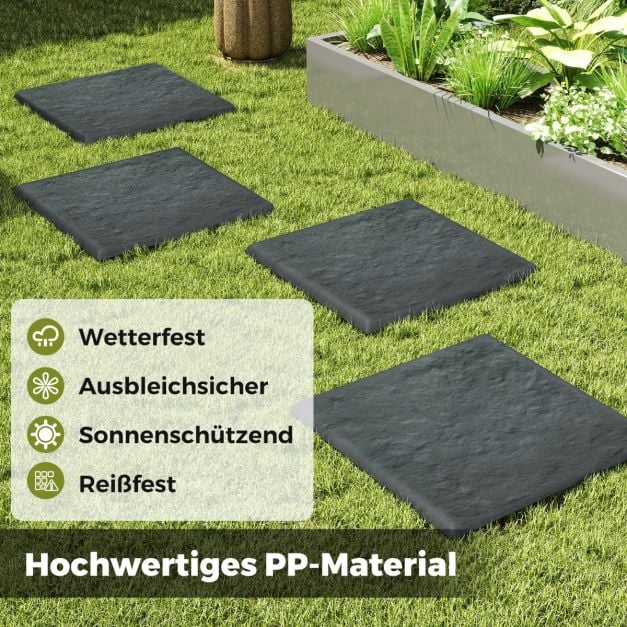Coast Stapstenen Grijs – Set van 8 Tuintegels met 32 Grondpennen – 39,5 x 39,5 cm