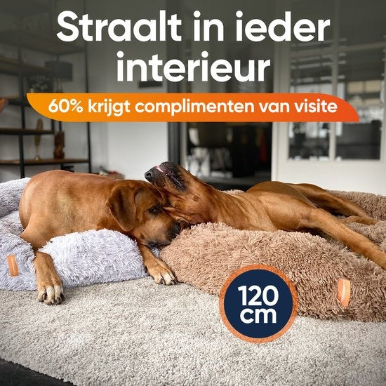 Happysnoots Hondenmand met Rits - 80cm - Hondenbed - Donut Dog Bed - Fluffy - Grijs - Wasbaar
