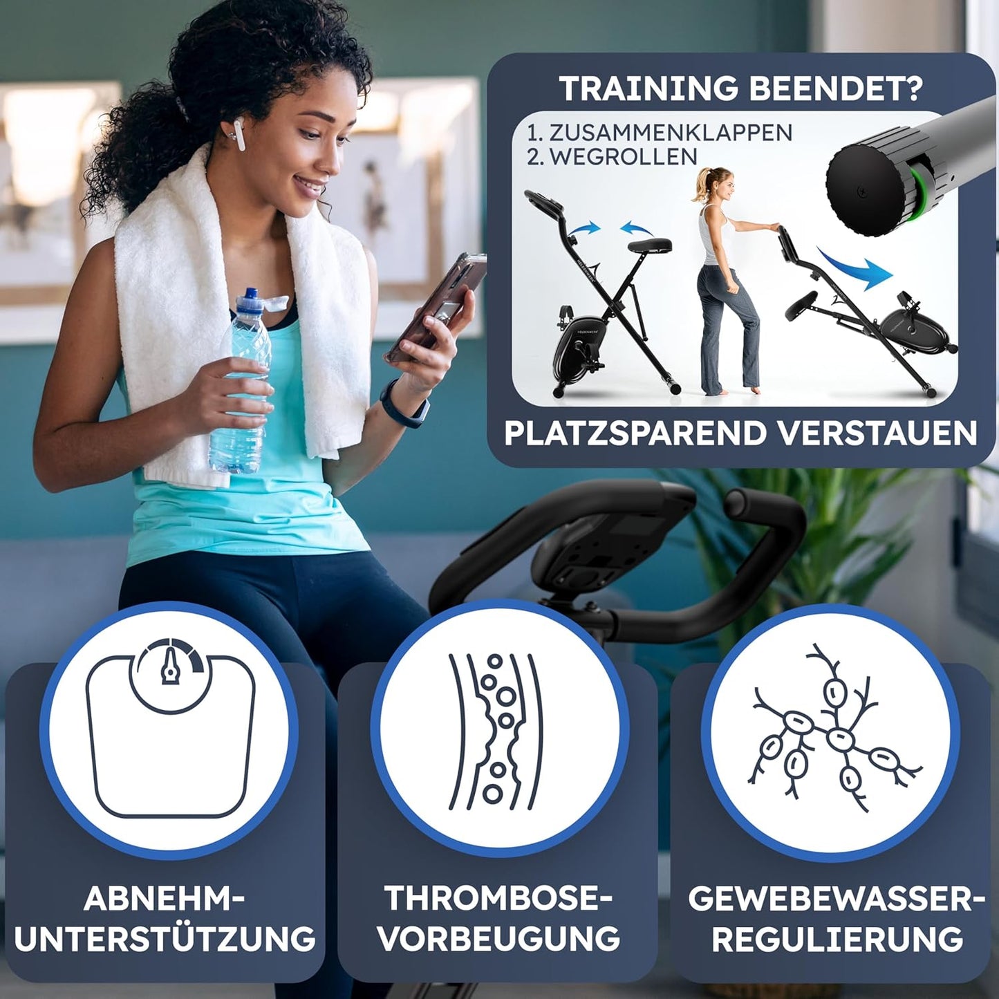 Heldenwerk Hometrainer - Inklapbaar - tot 150KG belastbaar - Zwart