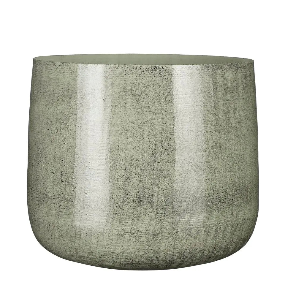 Mica Decorations Benson Bloempot - H27 x ÃƒËœ32 cm - Metaal - Lichtgrijs